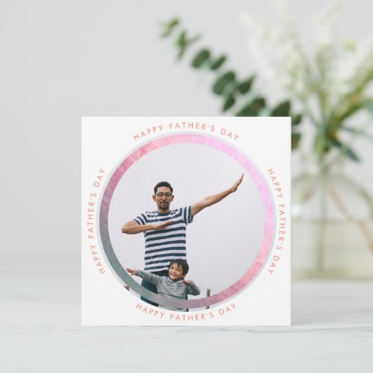 Lumo Modern Circle Happy Vaderdag Foto Aankondiging (Staand voorkant)