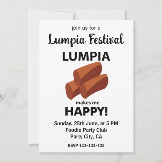 Lumpia maakt me blij Lumpia Festival Kaart (Voorkant)