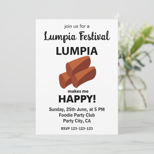 Lumpia maakt me blij Lumpia Festival Kaart (Staand voorkant)