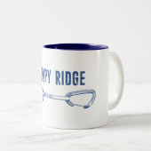 Lumpy Ridge Rock Climbing Quickdraw Tweekleurige Koffiemok (Voorkant rechts)