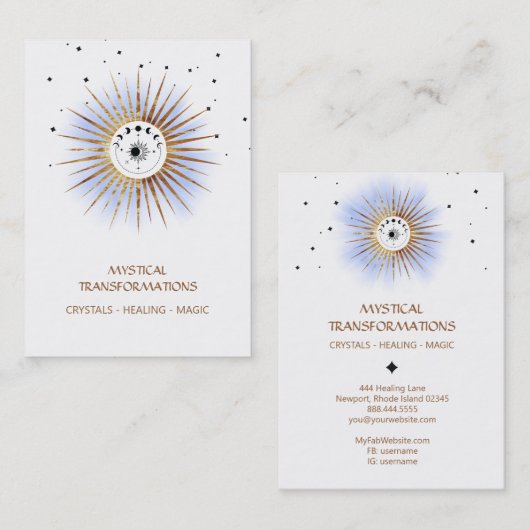 *~* Luna Boho Celestial Lunar Moon Magic Light Visitekaartje (Voorkant / Achterkant)