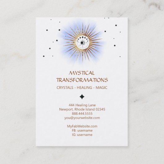 *~* Luna Boho Celestial Lunar Moon Magic Light Visitekaartje (Achterkant)