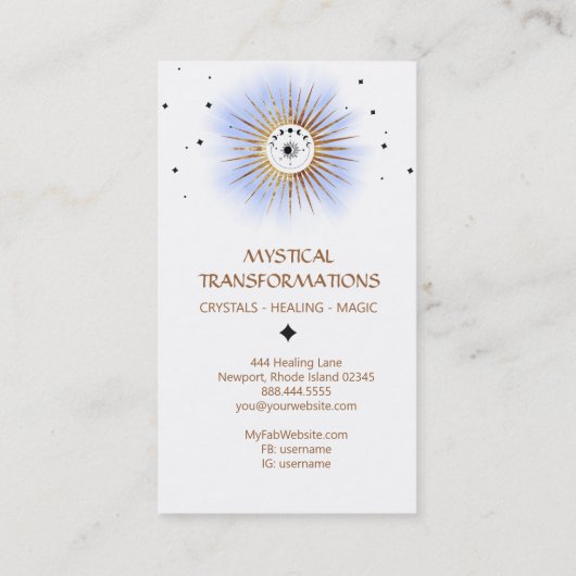 *~* Luna Celestial Lunar Moon Magic Boho Light Visitekaartje (Achterkant)