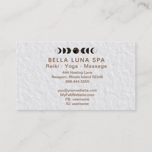 *~* Luna Cosmos Moon Phases Universe Shaman Visitekaartje (Achterkant)