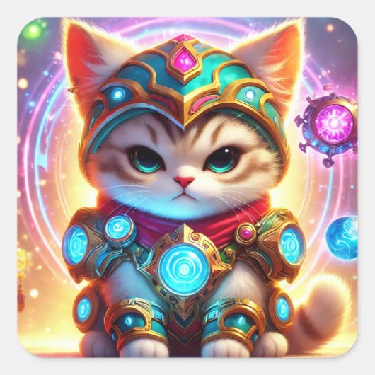 Luna de Arcane Guardian Vierkante Sticker (Voorkant)