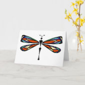 Luna Glas in lood Dragonfly Wenskaart Kaart (Gele Bloem)