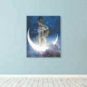 Luna Goddess bij nacht verstrooiende sterren Canvas Afdruk (Insitu (Houten vloer))