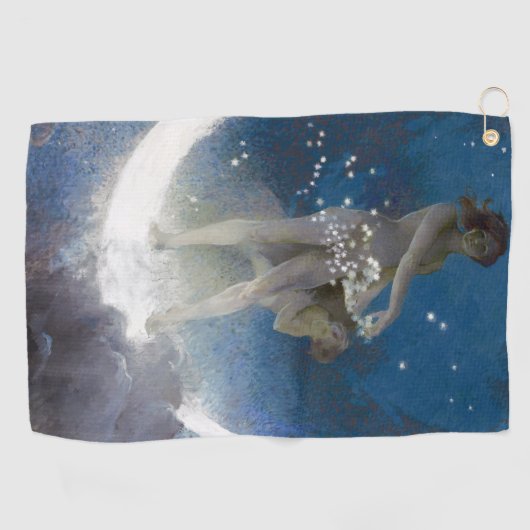 Luna Goddess bij nacht verstrooiende sterren Golfhanddoek (Horizontaal)