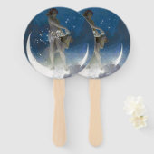 Luna Goddess bij nacht verstrooiende sterren Handwaaier (Voorkant en achterkant)