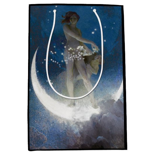 Luna Goddess bij nacht verstrooiende sterren Medium Cadeauzakje (Voorkant)