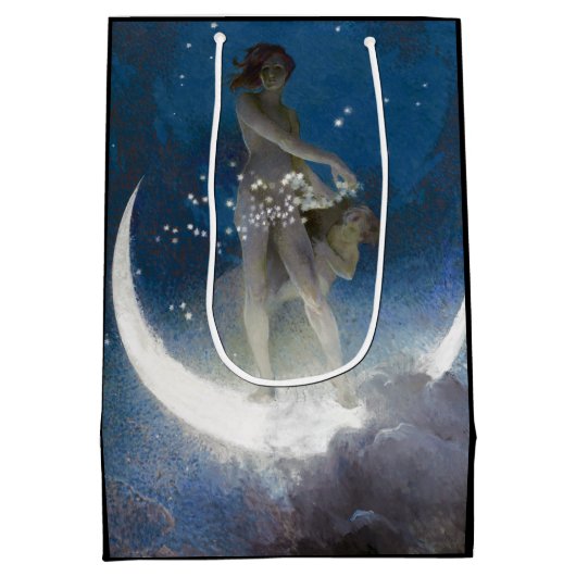Luna Goddess bij nacht verstrooiende sterren Medium Cadeauzakje (Achterkant)