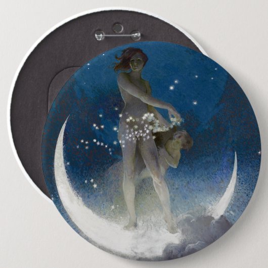 Luna Goddess bij nacht verstrooiende sterren Ronde Button 6,0 Cm (Voorkant /achterkant)