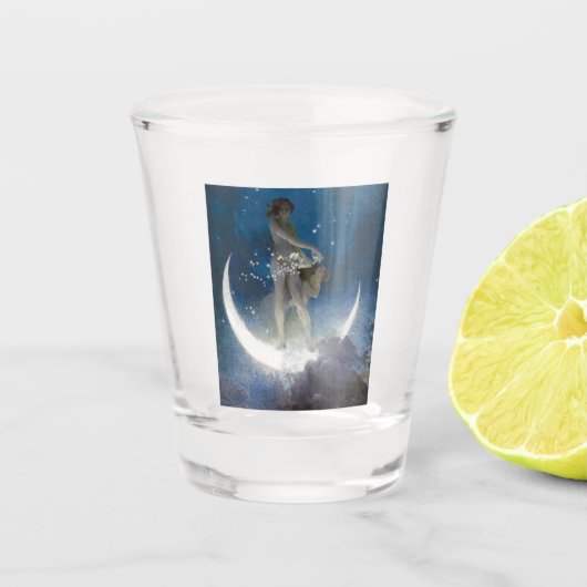 Luna Goddess bij nacht verstrooiende sterren Shot Glas (Voorkant)
