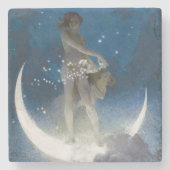 Luna Goddess bij nacht verstrooiende sterren Stenen Onderzetter (Voorkant)