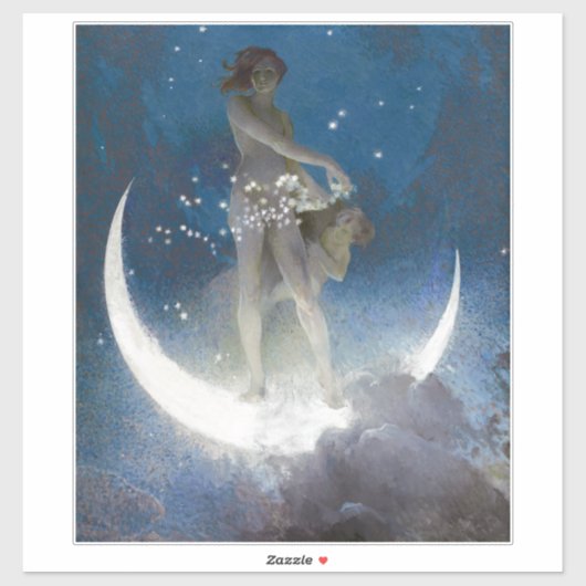 Luna Goddess bij nacht verstrooiende sterren Sticker (Vel)