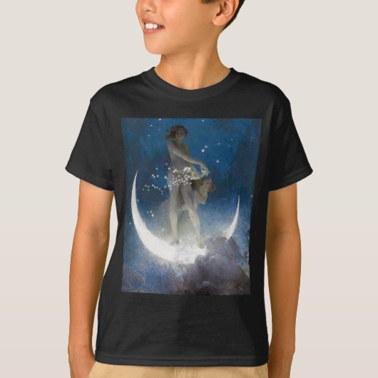 Luna Goddess bij nacht verstrooiende sterren T-shirt (Voorkant)