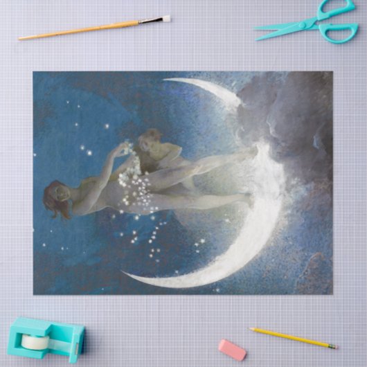 Luna Goddess bij nacht verstrooiende sterren Tissuepapier (Craft)