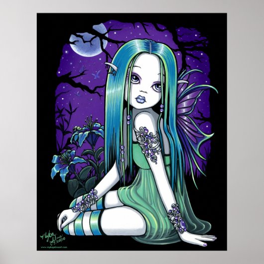 "Luna" Gothic Moon Lilly Fairy Art Poster (Voorkant)