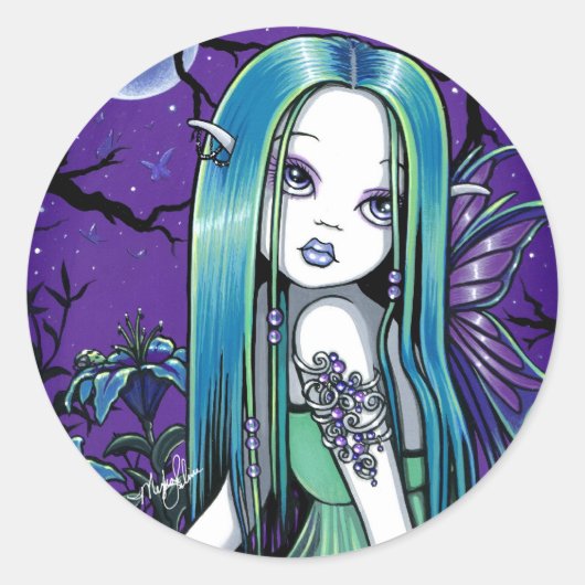 "Luna" Gothic Moon Lilly Fairy Art Stickers (Voorkant)