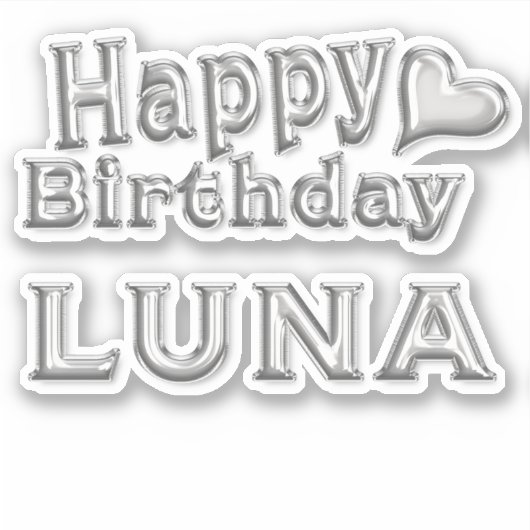 Luna Happy Birthday silver Aufkleber Sticker (Voorkant)