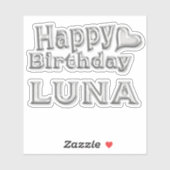 Luna Happy Birthday silver Aufkleber Sticker (Vel)