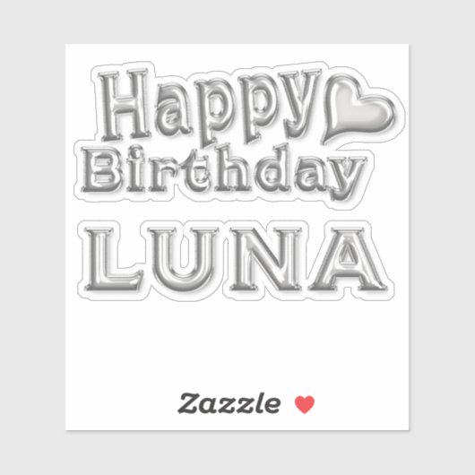 Luna Happy Birthday silver Aufkleber Sticker (Vel)