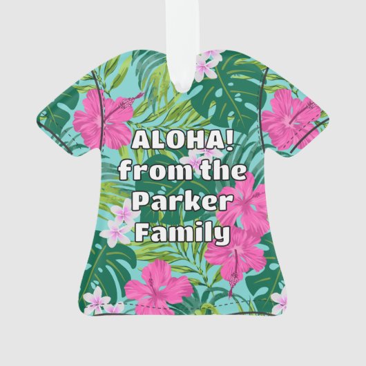 Luna Hibiscus Garden Hawaiian Aloha Shirt- Aqua Ornament (achterkant)