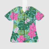 Luna Hibiscus Garden Hawaiian Aloha Shirt- Aqua Ornament (voorkant)