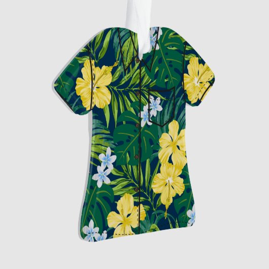 Luna Hibiscus Garden Hawaiian Aloha Shirt- Navy Ornament (voorkant)