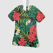 Luna Hibiscus Garden Hawaiian Aloha Shirt- Rood Ornament (voorkant)