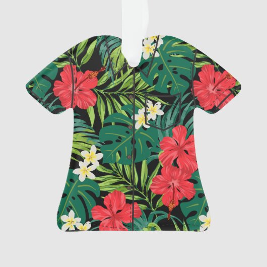 Luna Hibiscus Garden Hawaiian Aloha Shirt- Rood Ornament (voorkant)
