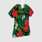 Luna Hibiscus Garden Hawaiian Aloha Shirt- Rood Ornament (voorkant)