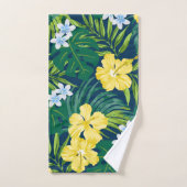 Luna Hibiscus Garden Hawaiian - Geel en Marine Bad Handdoek (Handdoek)