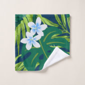 Luna Hibiscus Garden Hawaiian - Geel en Marine Bad Handdoek (Wasdoekje)
