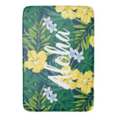 Luna Hibiscus Garden Hawaiian - Geel en Marine Badmat (Voorkant Verticaal)