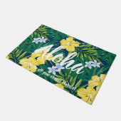 Luna Hibiscus Garden Hawaiian - Geel en Marine Deurmat (Schuin)