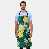 Luna Hibiscus Garden Hawaiian - Geel en Marine Schort (Gedragen)