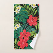 Luna Hibiscus Garden Hawaiian - rood en zwart Bad Handdoek (Handdoek)