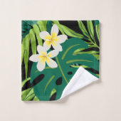 Luna Hibiscus Garden Hawaiian - rood en zwart Bad Handdoek (Wasdoekje)