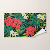 Luna Hibiscus Garden Hawaiian - rood en zwart Bad Handdoek (Handdoek)