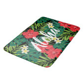 Luna Hibiscus Garden Hawaiian - Rood en Zwart Badmat (Gekanteld)
