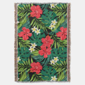 Luna Hibiscus Garden Hawaiian - Rood en Zwart Deken (Voorkant Verticaal)