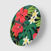 Luna Hibiscus Garden Hawaiian - Rood en Zwart Ronde Klok (Hoek)