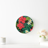 Luna Hibiscus Garden Hawaiian - Rood en Zwart Ronde Klok (Huis)
