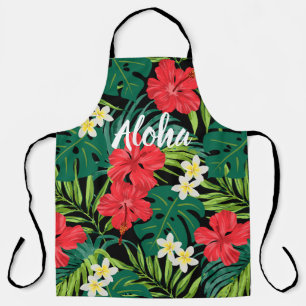 Luna Hibiscus Garden Hawaiian - Rood en Zwart Schort