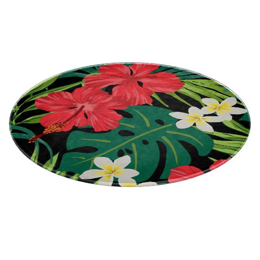 Luna Hibiscus Garden Hawaiian - Rood en Zwart Snijplank (Hoek)