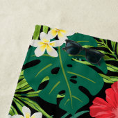 Luna Hibiscus Garden Hawaiian - Rood en Zwart Strandlaken (In situ)