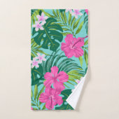 Luna Hibiscus Garden Hawaiian - Roze en Turken Bad Handdoek (Handdoek)