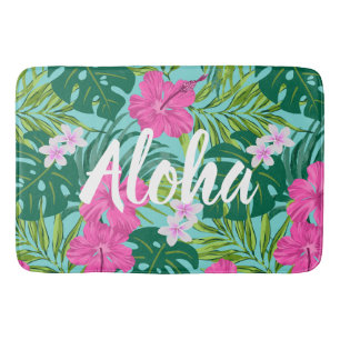 Luna Hibiscus Garden Hawaiian - Roze en Turken Badmat