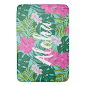 Luna Hibiscus Garden Hawaiian - Roze en Turken Badmat (Voorkant Verticaal)